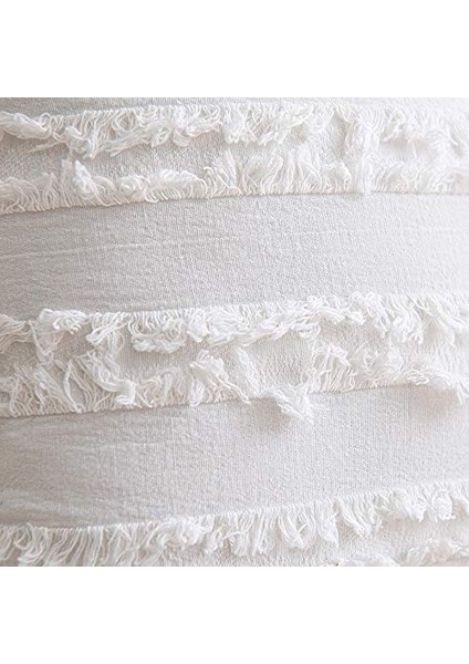 12 x 20 cm Kırlent Kılıfı: 2'Li Paket Boho Çizgili Pamuk Keten Dikdörtgen Çiftlik Evi Kanepe Kanepe Sandalye Için Püsküllü Dekoratif Yastık Kılıfı, Fildişi Beyaz (Yurt Dışından)