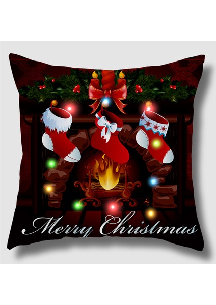 Wekıty --- Led Yastık 18 x 18 cm Set 2 Peluş Yastık Kılıfı Kanepe Kanepe Noel Ev Dekorasyonu Içın--4545 (Yurt Dışından)