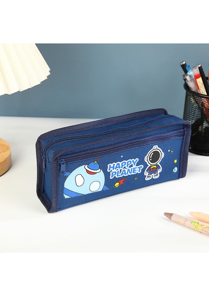 Basit Düz Renkli Kalem Çantası Öğrenci Kırtasiye Çantası Yüksek Görünümlü Basit Kırtasiye Seti Büyük Kapasiteli Katmanlı Depolama Kalem Çantası (Yurt Dışından)