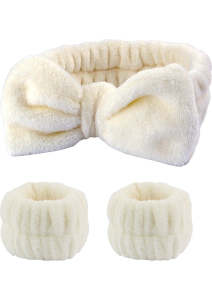 Sıcak Tarzı Yay Yüz Yıkama Bileklik Kafa Bandı Seti Peluş Basit Kısıtlama Kafa Bandı Kadın Saç Aksesuarları (Yurt Dışından)