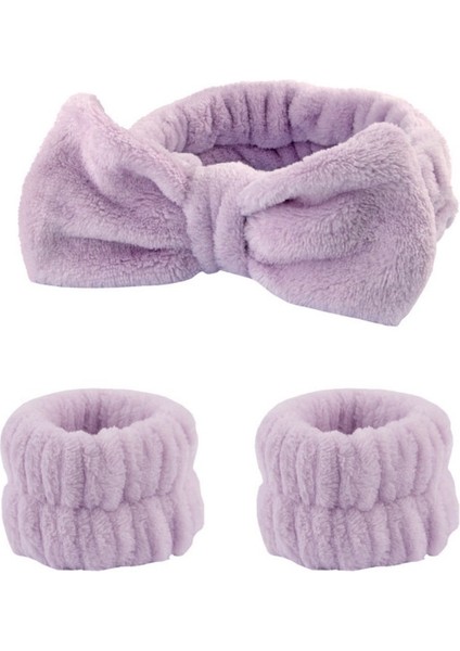 Sıcak Tarzı Yay Yüz Yıkama Bileklik Kafa Bandı Seti Peluş Basit Kısıtlama Kafa Bandı Kadın Saç Aksesuarları (Yurt Dışından)