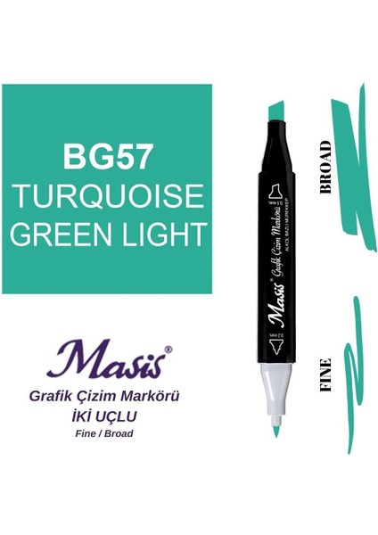 Twin Çift Uçlu Marker Kalemi 57 Turquoise Green Light