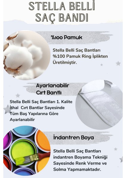 Saç Bandı | 3lü Set | %100 Pamuk Havlu | Cilt Bakımı | Makyaj Saç Bandana | Cırt Bant Biyeli | Siyah