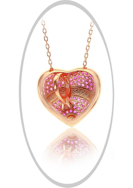 Gümüş Rose Zirkon Taşlı Özel Tasarım Kalbimdeki Sır Kolye SGTL12492BEYAZ fiyatları