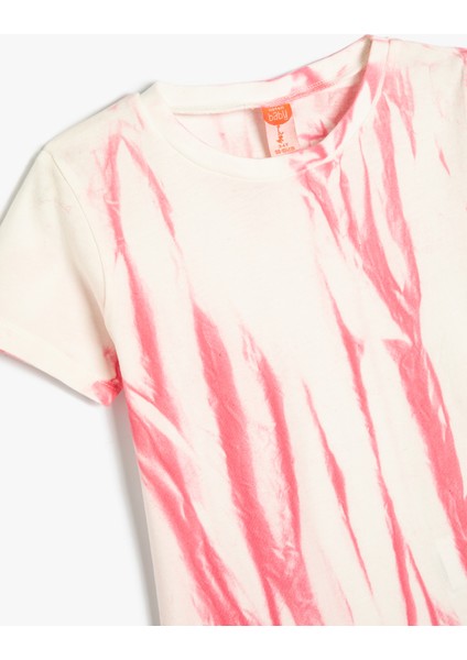 T-Shirt Batik Desenli Kısa Kollu Bisiklet Yaka Pamuklu