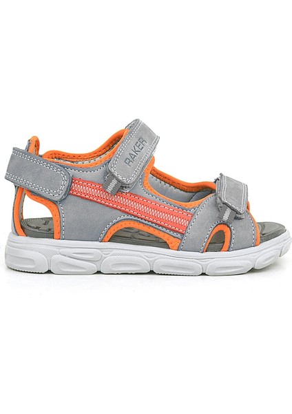 Hakiki Deri Gri Turuncu Çocuk Sandalet Ayakkabı fiyatları