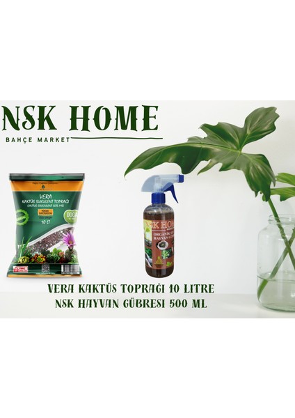 Vera Kaktüs Sukullent Toprağı 10 Lt - Nsk Home Hayvansal Sıvı Gübre 500 ml