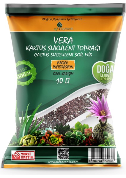 Vera Kaktüs Sukullent Toprağı 10 Lt - Nsk Home Hayvansal Sıvı Gübre 500 ml