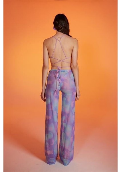 Shirred Pareo Pantolon Lila