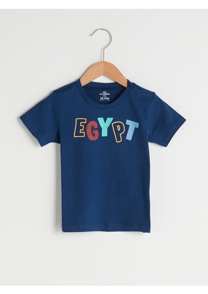 Bisiklet Yaka Kısa Kollu Baskılı Pamuk Erkek Bebek T-Shirt