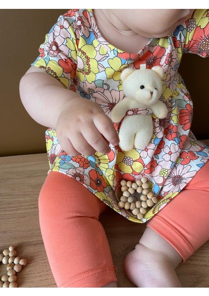 Oyuncak Ayıcıklı Desenli Taytlı Kız Bebek Ikili Takım modelleri