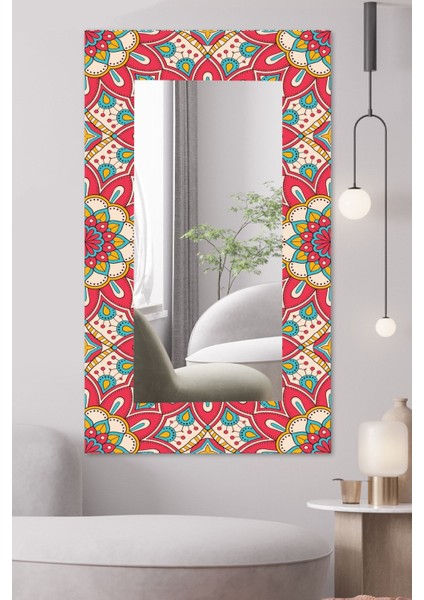 60X100 Dekoratif Soft Red Duvar Aynası Antre Salon Banyo Ofis Aynası