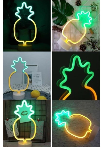 Ananas Model Neon LED Işıklı Masa Lambası Dekoratif Aydınlatma Gece Lambası