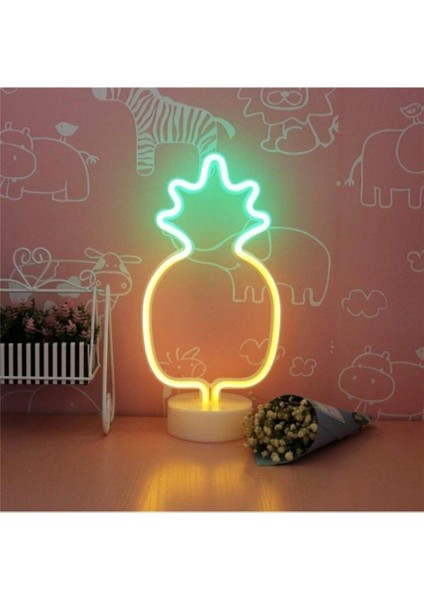 Ananas Model Neon LED Işıklı Masa Lambası Dekoratif Aydınlatma Gece Lambası