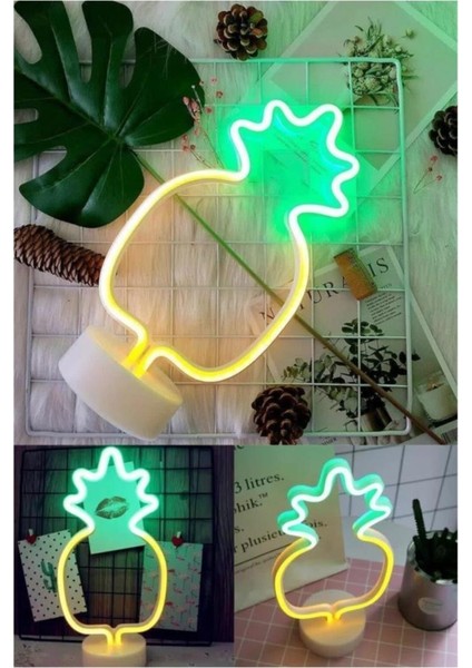 Ananas Model Neon LED Işıklı Masa Lambası Dekoratif Aydınlatma Gece Lambası