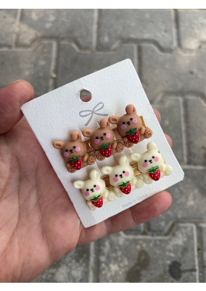 Kawaii Kore Tarzı Hello Kitty Teddy Bear Coco Ayıcık Rabbit Tavşan Çiçek Yan Pens Toka 2 Li