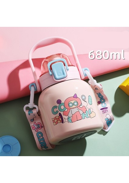 Gıda Sınıfı Paslanmaz Çelik Termos Bardak Öğrenci Saman Sıçrayan Su Bardağı Büyük Kapasiteli Termos Su Isıtıcısı (Yurt Dışından)