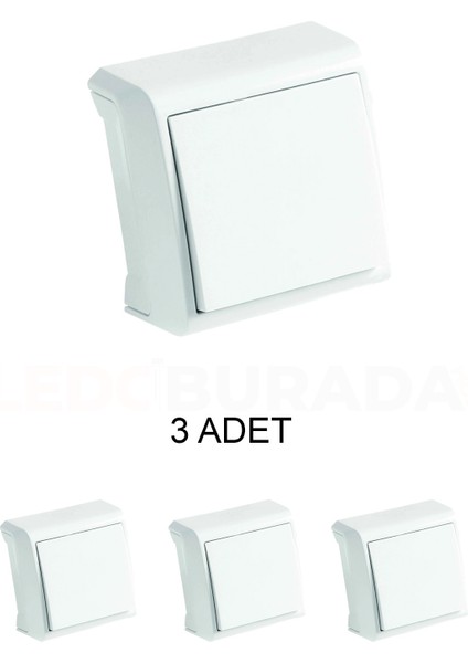 90681001 Vera Beyaz Anahtar Sıva Üstü - 3’lü Paket