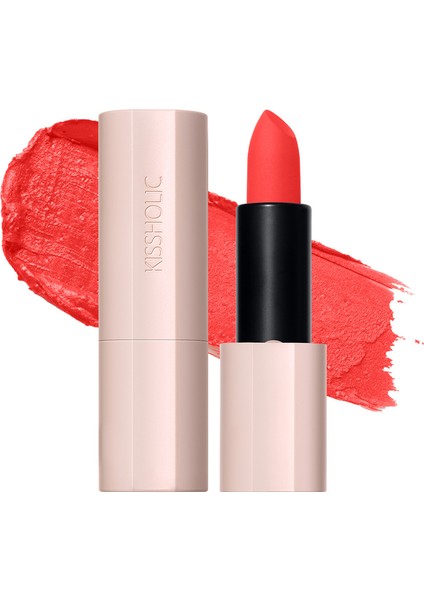 The Saem Kissholic Lipstick Matte - Uzun Süre Dayanıklı Kadife Bitişli Mat Ruj - OR04 Grapefruit Blended