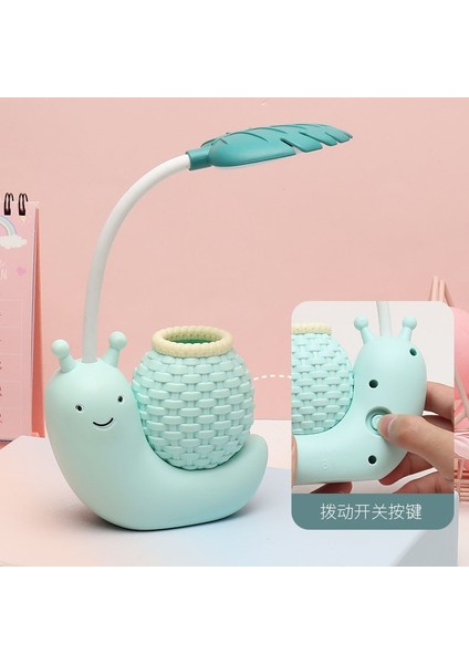 Yaratıcı Karikatür Salyangoz Masa Lambası Kalem Tutucu Göz Koruması Öğrenme Okuma Lambası USB Katlanır Şarj Edilebilir Başucu Lambası (Yurt Dışından)