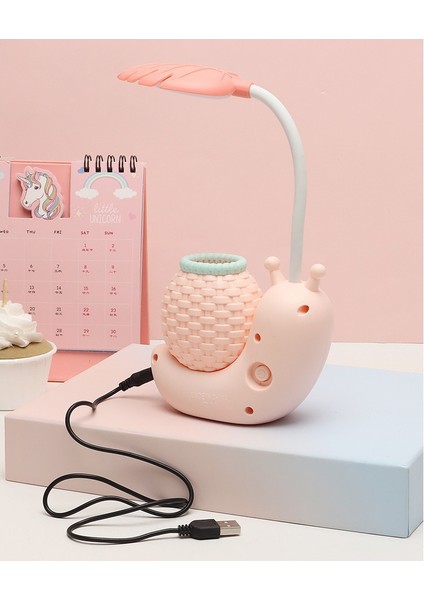 Yaratıcı Karikatür Salyangoz Masa Lambası Kalem Tutucu Göz Koruması Öğrenme Okuma Lambası USB Katlanır Şarj Edilebilir Başucu Lambası (Yurt Dışından)
