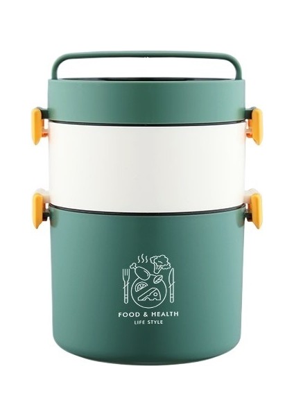 Yuvarlak Saplı, Çift Katmanlı Paslanmaz Çelik Öğle Yemeği Kutusu (Yurt Dışından)