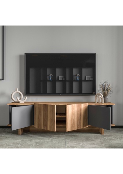 Home Diana 180 cm Tv Ünitesi , Ceviz- Antrasit Tv Ünitesi