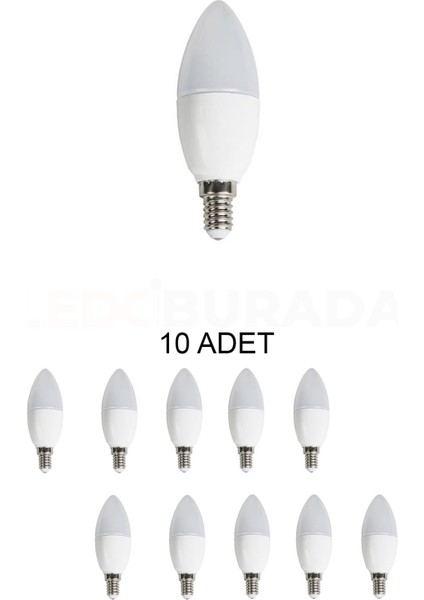 CT-4083 LED Buji Ampul 8W Günışığı (Sarı)- 10'lu Paket