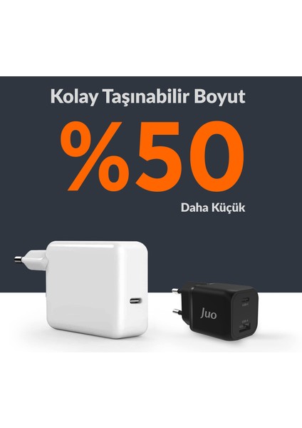 35W Gan Usb-C + Usb-A Şarj Aleti iPhone & iPad & Samsung Pps Uyumlu Pd Qc4.0 Type-C Hızlı Şarj Cihazı Siyah