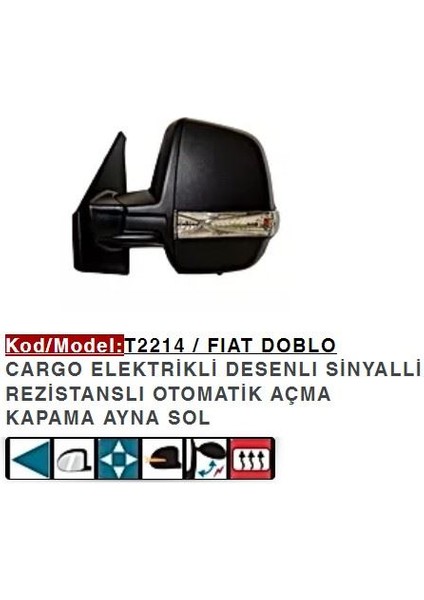 Fiat Doblo Cargo Sol Dış Dikiz Ayna Desenli 735497871 Gns Gold