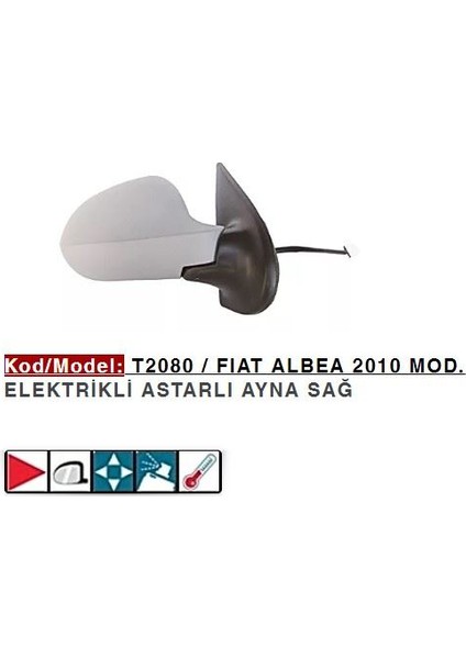 Albea 2 Sağ Dış Dikiz Ayna Elektrikli Astarlı 735509234 ** Gold