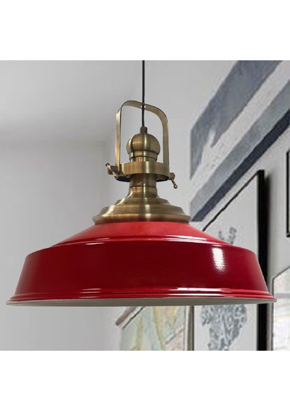 Kırmızı Asaletli Tekli Avize Eskitme Başlık Retro Sarkıt Lamba Restoran Cafe Salon Avizeleri