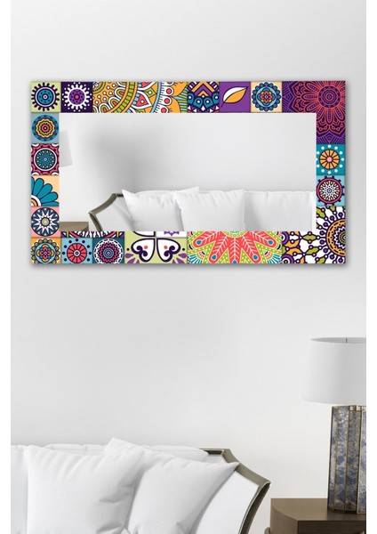 60X100 Dekoratif Colorful Mix Duvar Aynası Antre Salon Banyo Ofis Aynası