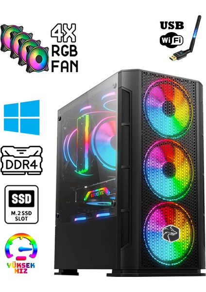Power RX20 Intel Core I5-9400F 16 GB Ram 256GB M.2 SSD + 1tb HDD 8gb 256BIT RX580 Oyuncu Masaüstü Bilgisayar