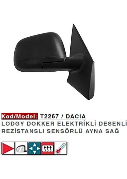 Dacia Lodgy Dokker Sağ Dış Dikiz Ayna Elektrikli 963019902R Gold