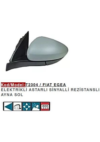 Fiat Egea Hb Sw Cross Sol Dış Dikiz Ayna Elektrikli Astarlı Rezistanslı Gold