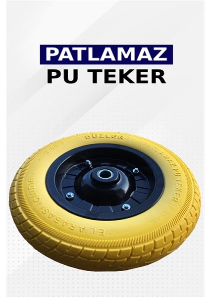 Düzler Pu Esnek Patlamayan Tekerlek Sarı 3,50-7