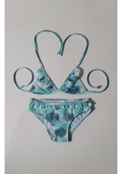 Kız Çocuk Daire Baskılı Bikini