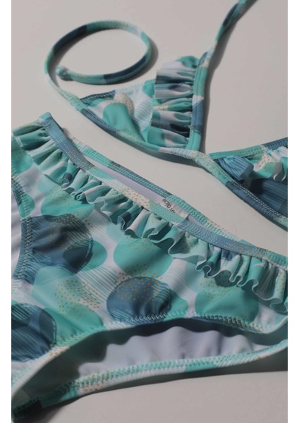 Kız Çocuk Daire Baskılı Bikini modelleri