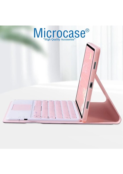Lenovo Tab M11 11 Inch Tablet ile Uyumlu Bluetooth Touchpad Klavye + Standlı Kılıf - Bkk5 Pembe