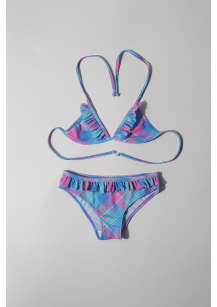 Kız Çocuk Ekose Desenli Bikini