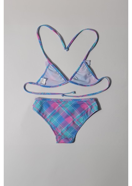 Kız Çocuk Ekose Desenli Bikini