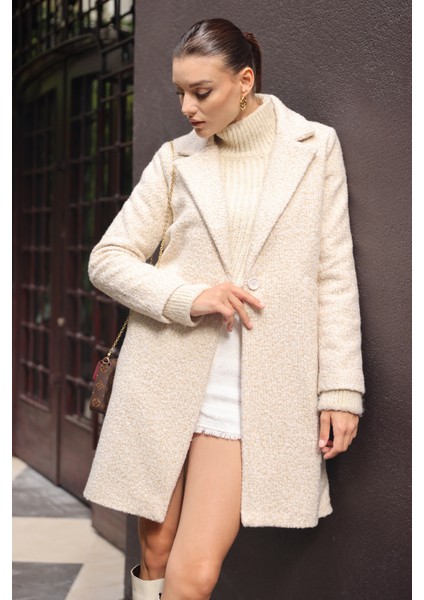 9082 Oversize Kaşe Kaban - M. Krem fiyatları