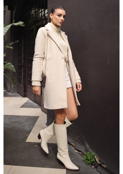 9082 Oversize Kaşe Kaban - M. Krem modelleri