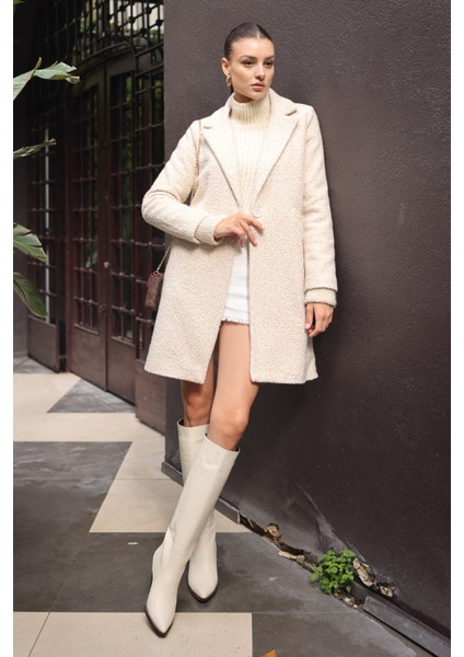 9082 Oversize Kaşe Kaban - M. Krem fırsatları