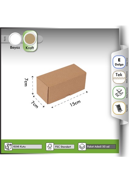 E-Ticaret Kutusu Kraft 15X7X7 cm - 50 Adet modelleri