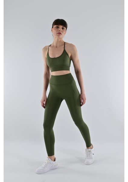Push Up Yüksek Bel Şekillendirici Spor Ve Günlük Tayt Efes Yeşil