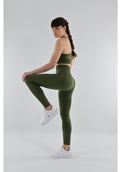 Push Up Yüksek Bel Şekillendirici Spor Ve Günlük Tayt Efes Yeşil