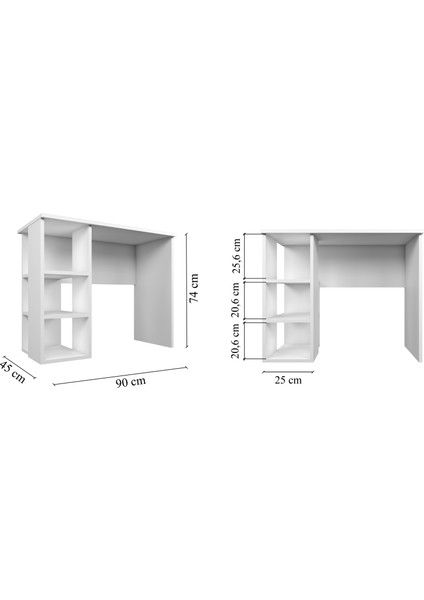 Beyaz Bölmeli Çalışma Masası