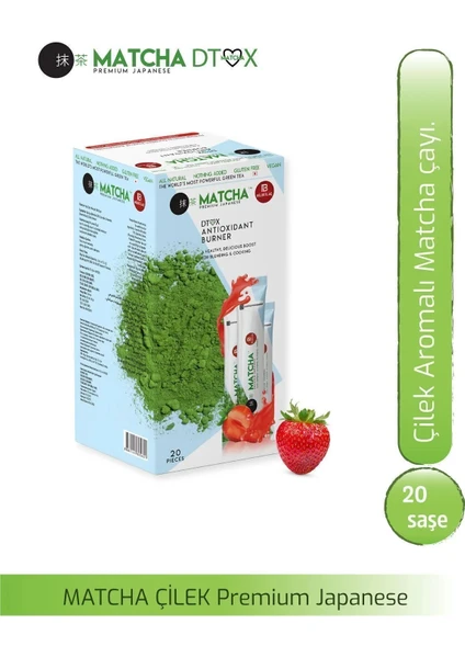 Matcha Premium Japanese Çilek Aromalı Detox Burner Form Matcha Çayı 1 Kutu